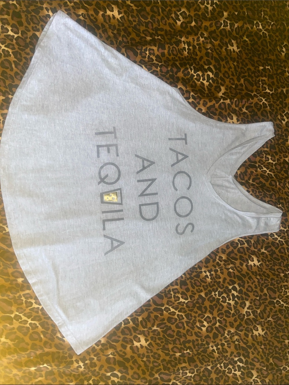 Zoe + Liv Light Gray Graphic Tank - 'Tacos and Tequila'